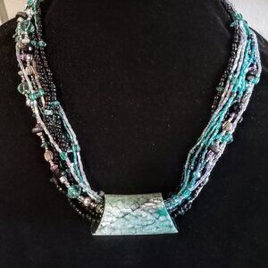 Coldwater Creek Bead Necklace with Shell Pendant